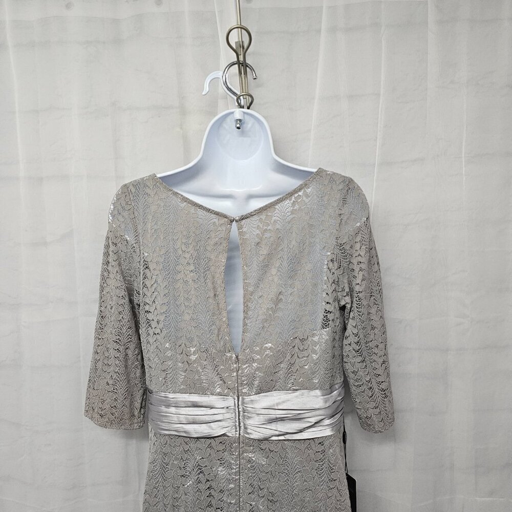 NWT Ever Pretty Dress Floral Lace Gray Satin Maxi Whimsigoth  12 - Picture 9 of 16